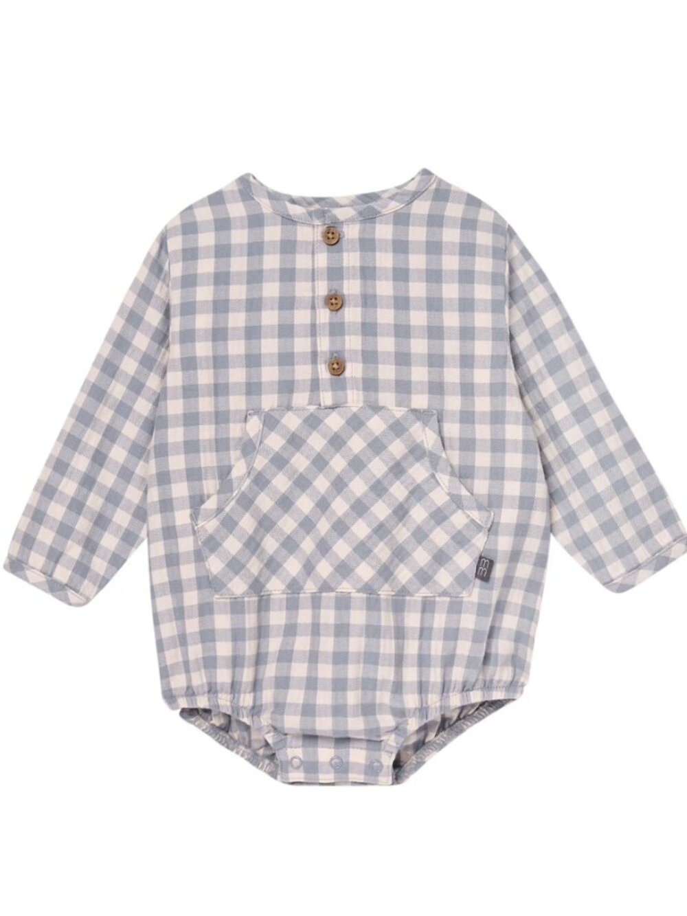 Modern Moments Gerber Baby Boy Henley Dumpling Romper, Charcoal Gingham 0-3m 18m
